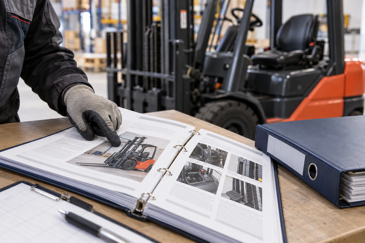 Betriebsunterlagen werden am konkreten Arbeitsmittel nachgeschlagen.